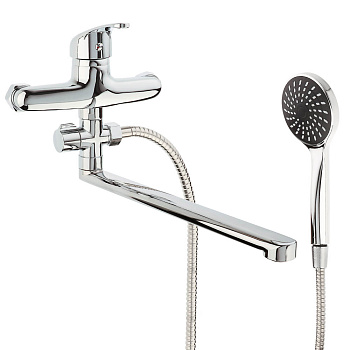 СоюзКран Смеситель для ванны с душем, прямой излив 30см, кер. картридж 35мм, цинк, хром SK08-P102