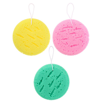 ЮL Мочалка-губка поролоновая крупнопористая с подвесом, полиуретан, 13,5х5см, 3 цвета