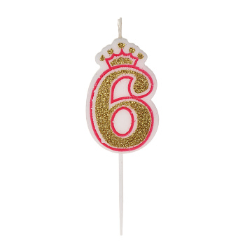 Свеча для торта тм Fntastic 5,6 см, в форме цифр (6), парафин