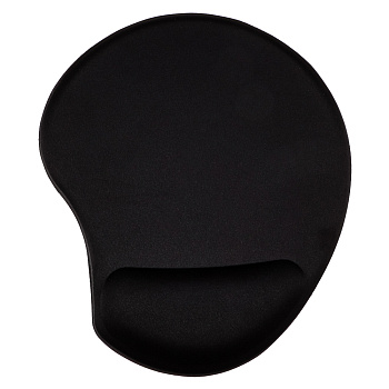 Коврик для мышки BY с подушечкой для запястья, 23х19см, резина, полиэстер, чёрный