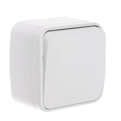 Выключатель одноклавишный открытой установки Intro Polo 10A-250В, ОУ, 3-101-01, белый