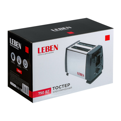 LEBEN Тостер 750Вт, 2 отдела, 6 степеней поджарки, арт.HJT-016S