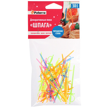 PATERRA Пики декоративные 30шт, цветные, "Шпаги", 401-762