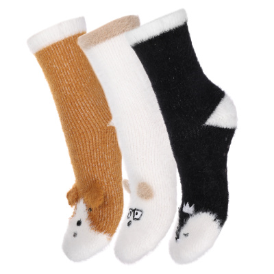 GALANTE Носки новогодние меховые, р.23-25, 93% полиамид, 4% полиэстер, 3% спандекс,разноцветные