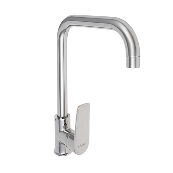 СоюзКран Смеситель для кухни, высокий поворотный излив, картридж 35мм, гайка, цинк, хром SК01-R133