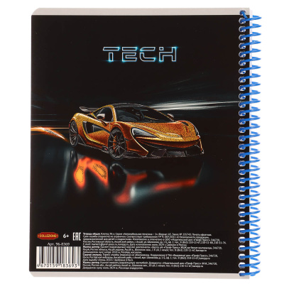 Тетрадь 96 л., А5, в клетку, БЕЛЫЕ ЛИСТЫ, обл.мел. картон, спираль, микс