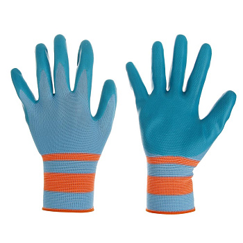 INBLOOM Перчатки садовые с латексным полуобливом, полиэстер, 24см, р.9, 45г