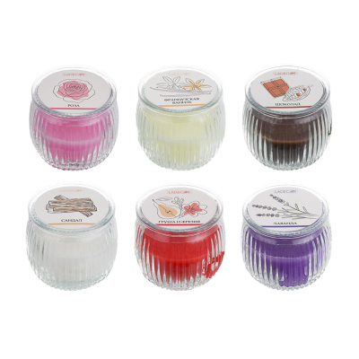 LADECOR Свеча ароматическая в стеклянном подсвечнике, парафин,7x6,5 см, 6 цветов