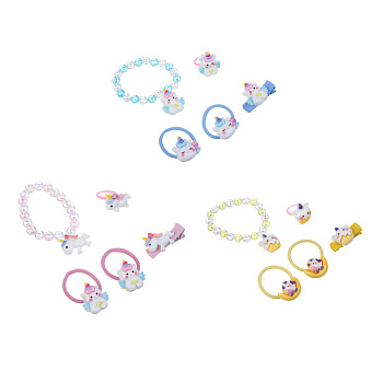 Набор детской бижутерии BY Русские супергерои: браслет, кольцо, резинки 2шт, заколка, 3 дизайна