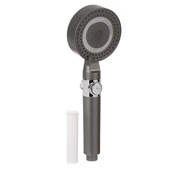 RAIN Лейка для душа, 5 режимов, с массажными зубчиками, фильтр, кнопка стоп, 90мм, графит