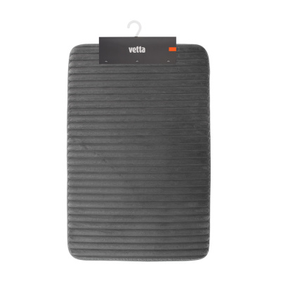 Коврик для ванной комнатытм VETTA Talli, ворсовый полосатый, фланель 220г/м², 80х50см, серый