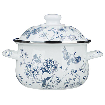 Кастрюля эмалированная тм VETTA Флорал, 18см, 2л, индукция