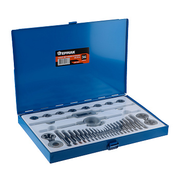 ЕРМАК Набор метчиков и плашек 36пр. М3-М16