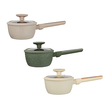 SATOSHI Кантри Ковш 1,3л, d16см, с крышкой, антипригарное покрытие мрамор, индукция, 3 цвета