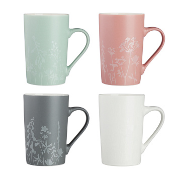 MILLIMI Кружево Кружка 380мл, фарфор, 4 дизайна