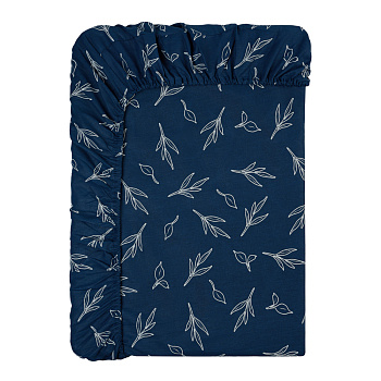 PROVANCE Нэви Простыня на резинке 140х200х20см, 100% хлопок, бязь, синий