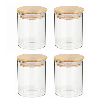 VETTA ЭКО Набор банок для специй, 4шт., 190мл,стекло, бамбук