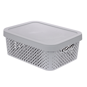 Корзинка для хранения с крышкой Plast Team STOCKHOLM, 10 л серый шторм