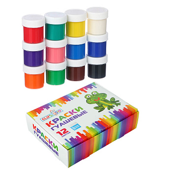 Гуашь 12цв. ClipStudio объем баночки 20мл