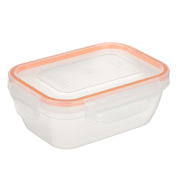 Контейнер пищевой герметичный с защелками 0,47л, прямоугольный конусный, пластик