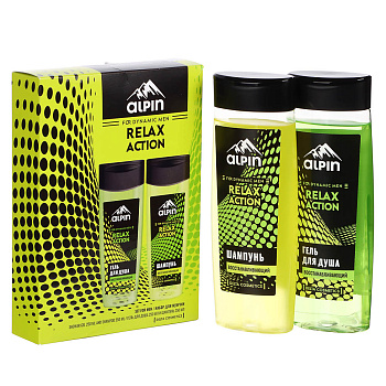 Подарочный набор мужской RELAX ACTION:Гель для душа 250мл + шампунь 250мл