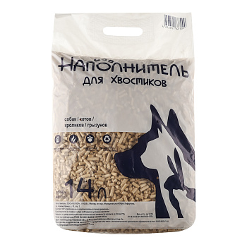 Наполнитель древесный для животных "Наполнитель для Хвостиков" 14л (4кг)