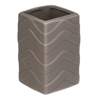 VETTA Стакан для ванной комнаты, керамика, 11,5x7x7 см, волны, серый