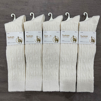 Гольфы женские "шерсть ламы" тм TURKAN, р.36-41, белые, #L797Б