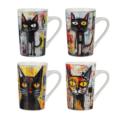 Кружка тм MILLIMI Кошачий глаз, 380мл, фарфор, 4 дизайна