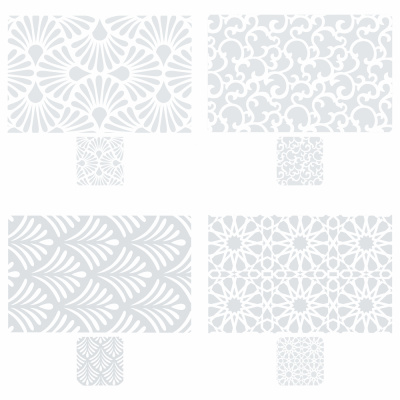 Набор термосалфеток 8шт (4шт 42x28см + 4шт 9x9см), "Барокко" белый принт, 4 дизайна