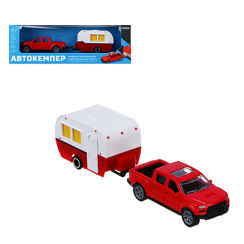ИГРОЛЕНД Машина с прицепом "Автокемпер", инерция, металл, ABS, 21,5х5,3х6,9 см, 10 дизайнов
