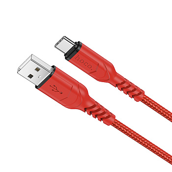 Кабель для зарядки USB(A)-Type C hoco. модель X59 Victory, 1 м, красный