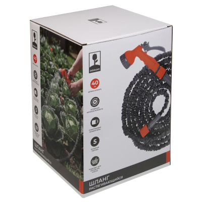 INBLOOM Шланг для полива растягивающийся, 40м, 5 реж., коннект., ТПЭ, полиэстер, пластик