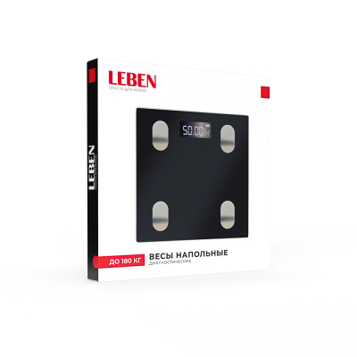 LEBEN Весы напольные, диагностические, макс.нагр. до 180кг., стекло