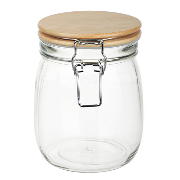 Банка для сыпучих продуктов 750мл 11x14,5см, стекло, крышка бамбук