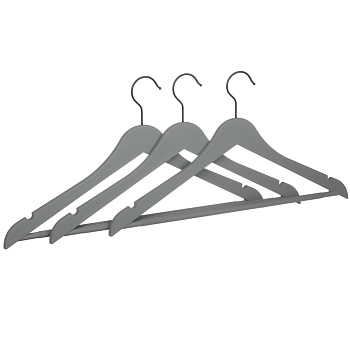 VETTA Набор вешалок для одежды 3шт, пластик ABS, софт тач, 44.5x23x1см, серая