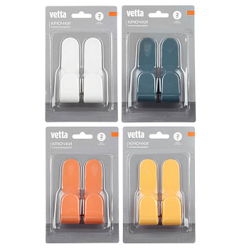Крючки самоклеящиеся тм VETTA, пластик, 9x2,3см, 2шт