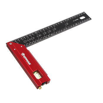 Угольник разметочный 30см тм ЕРМАК, с отверстиями для разметки(интервал 5мм) и пузырьковым уровнем