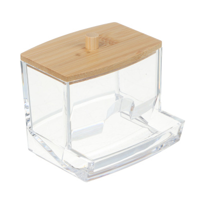 Органайзер для ватных палочек с бамбуковой крышкой ЮНИLOOK, PS, бамбук,9х7,9х7см,ВЗ24-28