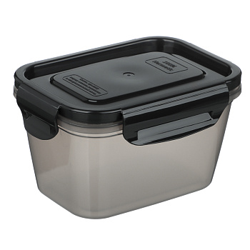 Контейнер герметичный пищевой с защелками 0,77л, черный, пластик