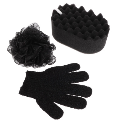 ЮL Набор 3 штуки: губка поролон, перчатка скрабер, мочалка шар, 2 цвета, МС24-09