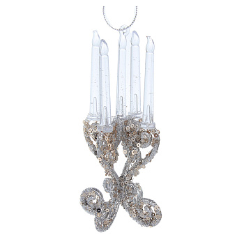 СНОУ БУМ Декоративная подвеска "Подсвечник" 14,5 см, пластик, глиттер