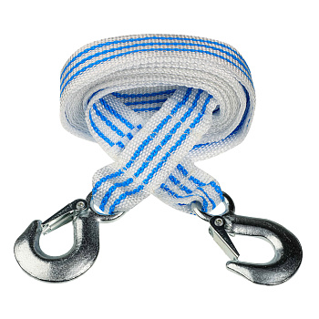 РОКОТ Трос буксировочный 5т 4м, ширина 4см, 2 крюка, пакет