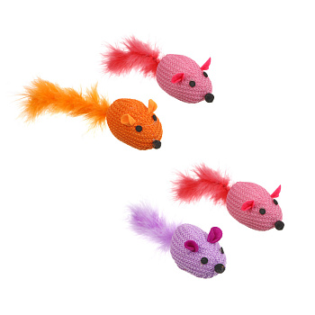 Набор игрушек для кошек, тм VETTA, мышки вязаные, п/э, перо, 14см, 2шт