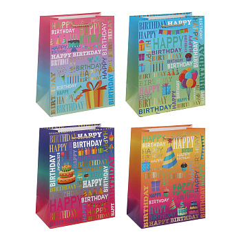 Пакет подарочный тм Fntastic 18x23x10см, бумага, 4 дизайна, арт.6