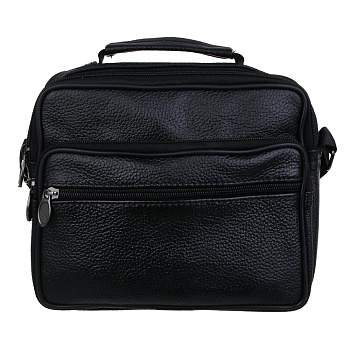 Сумка ЮL Драйв мужская на длинном ремне, 4 отделения, нат.кожа, ПУ, 22х18х8,5см, черный, КЖ24-71