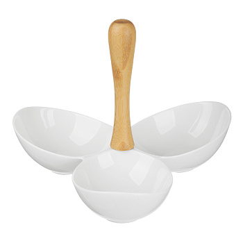 Менажница тм MILLIMI, 22,5х20.5х16см, фарфор, бамбук