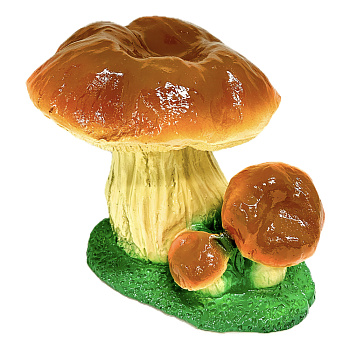 Фигура садовая "Рыжик тройной на траве" 18х21см, гипс