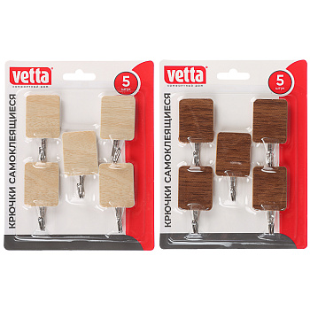 Крючки самоклеящиеся тм VETTA, металл, PS, 2 цвета, 5шт