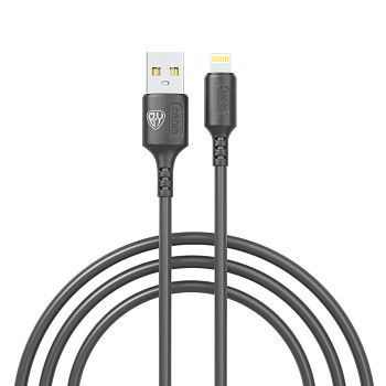 Кабель для зарядки USB(A)-iP BY Fusion, 12Вт, 1 м, 2.4A, TPE, чёрный